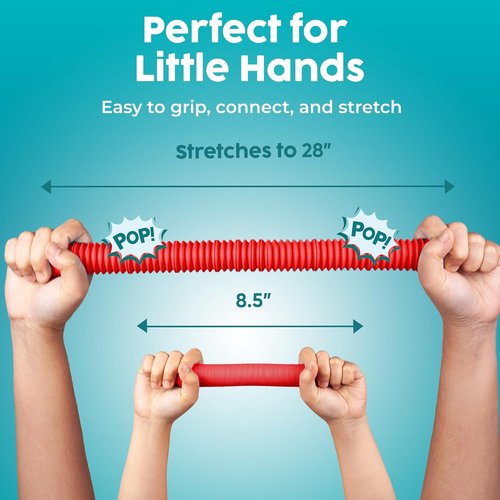 BUNMO Pop Tubes - Sensory Fidget Toys for Creative Play - Non-Mouthable 4 Pack - Hours of Fun for Kids
