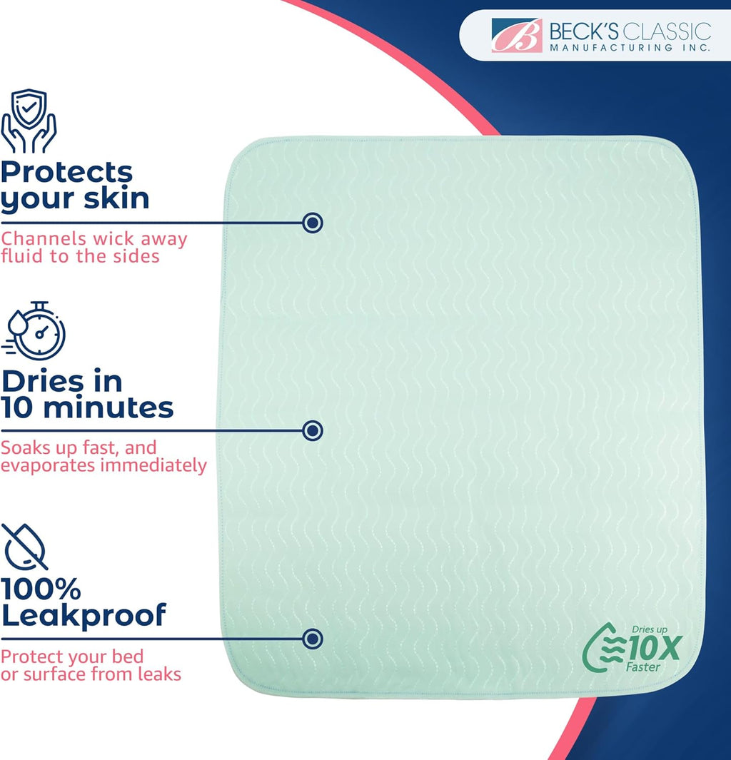 Beck's Washable Underpads - Heavy Absorbency Reusable Bedwetting Pads | 34 x 36 (2 Pack) for Kids, Adults, Pets