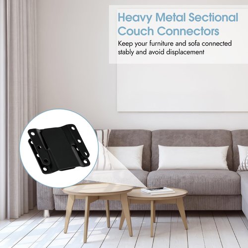 PEASUG Sectional Couch Connectors, Modular Couch Connectors to Make Sectional Stay, Couch Clips for Sectionals, 4 Pcs Furniture Connectors with Screws for Sofa, Recliner, Black