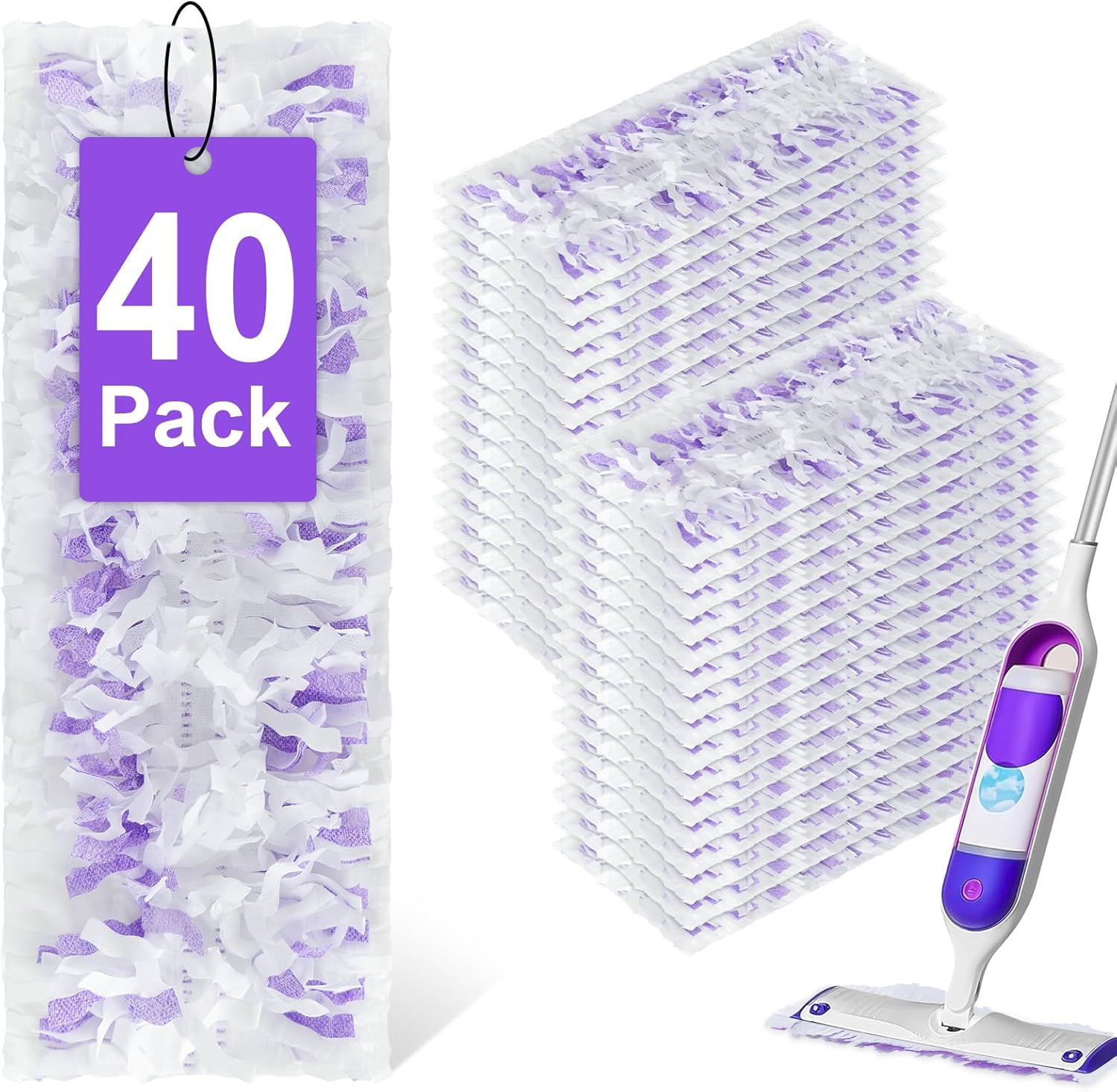 Skiennix Power Mop Refills - 40 Pack Unscented Thickened Multi-Surface & Wood Floor Cleaning