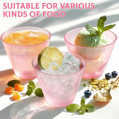 Glowserve 9 oz Clear Plastic Cups Pink Plastic Disposable Mother's Day Cups for Cocktail 50 Pack Fancy Cocktail Cup for Party Stemless Wine Glasses for Party Wedding Graduation Birthday