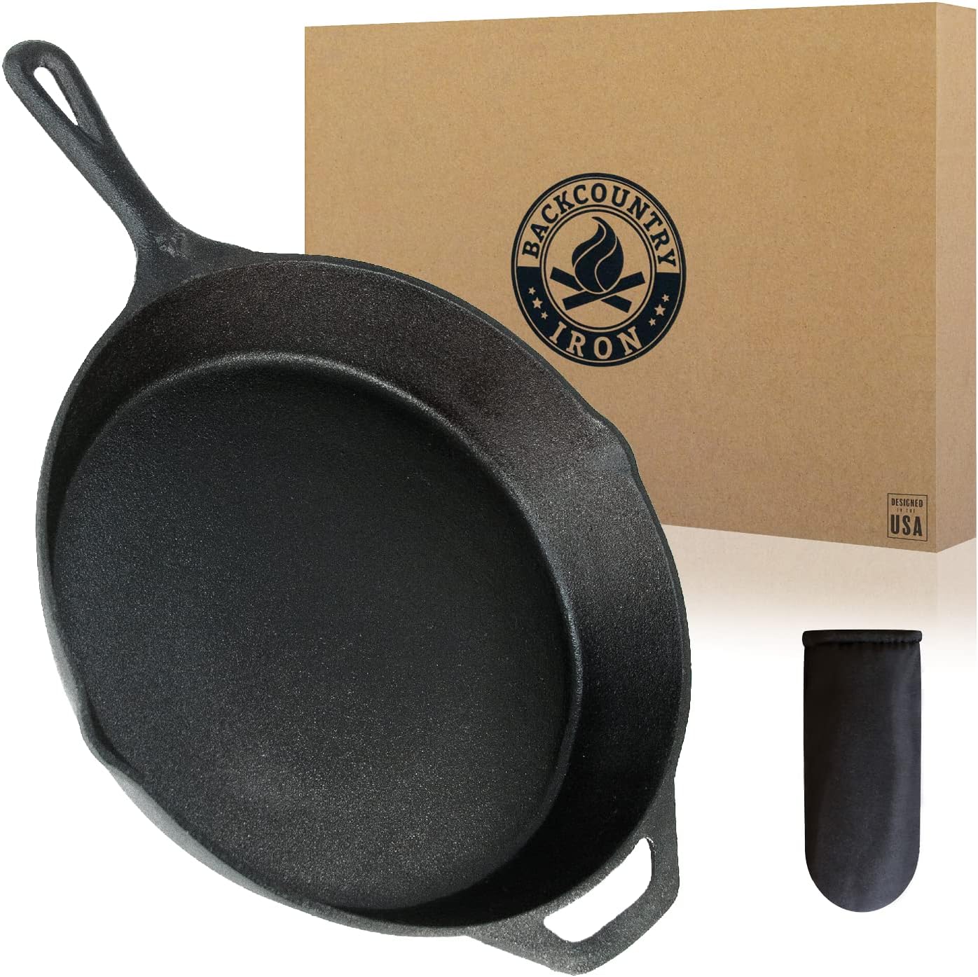 Skiennix 12-Inch Round Cast Iron Skillet - Pre-Seasoned for Superior Cooking Performance