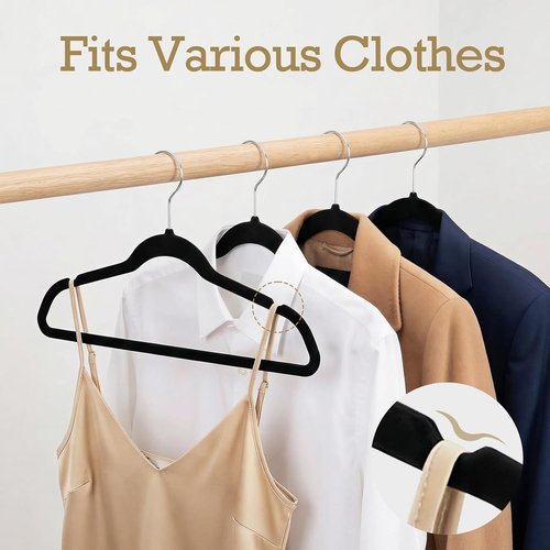 HOUSE DAY Black Velvet Hangers - 240 Pack Premium Non-Slip Felt Clothes Hangers | Heavy Duty, Space Saving