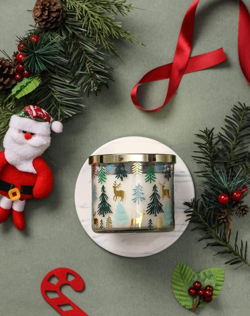**Pine Scented Candle by Christmas | Large 14oz Winter Candle with 3 Wicks for Cozy Ambiance**