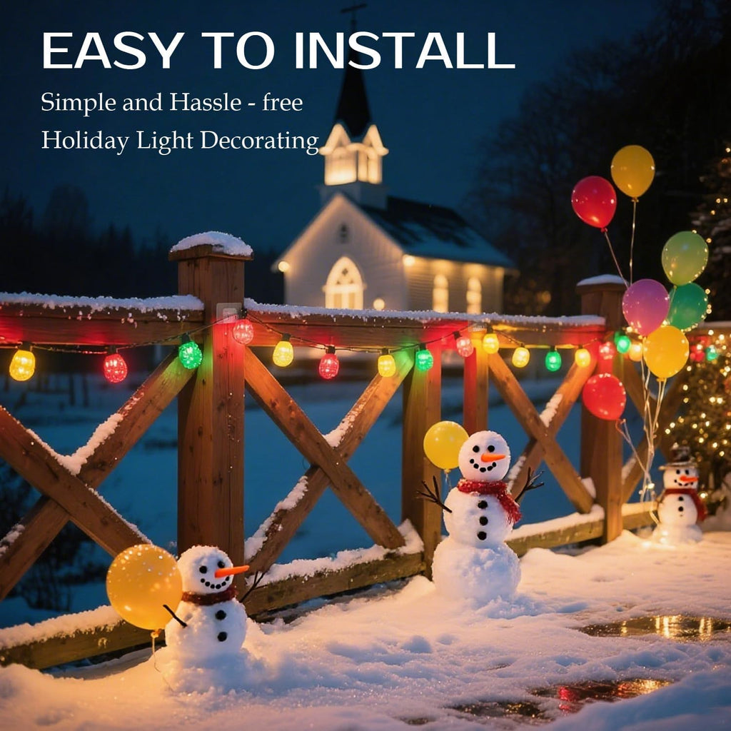 Skiennix Outdoor String Light Clips - 90Pcs Heavy-Duty Adhesive Hooks for Christmas Lights | Waterproof & Clear