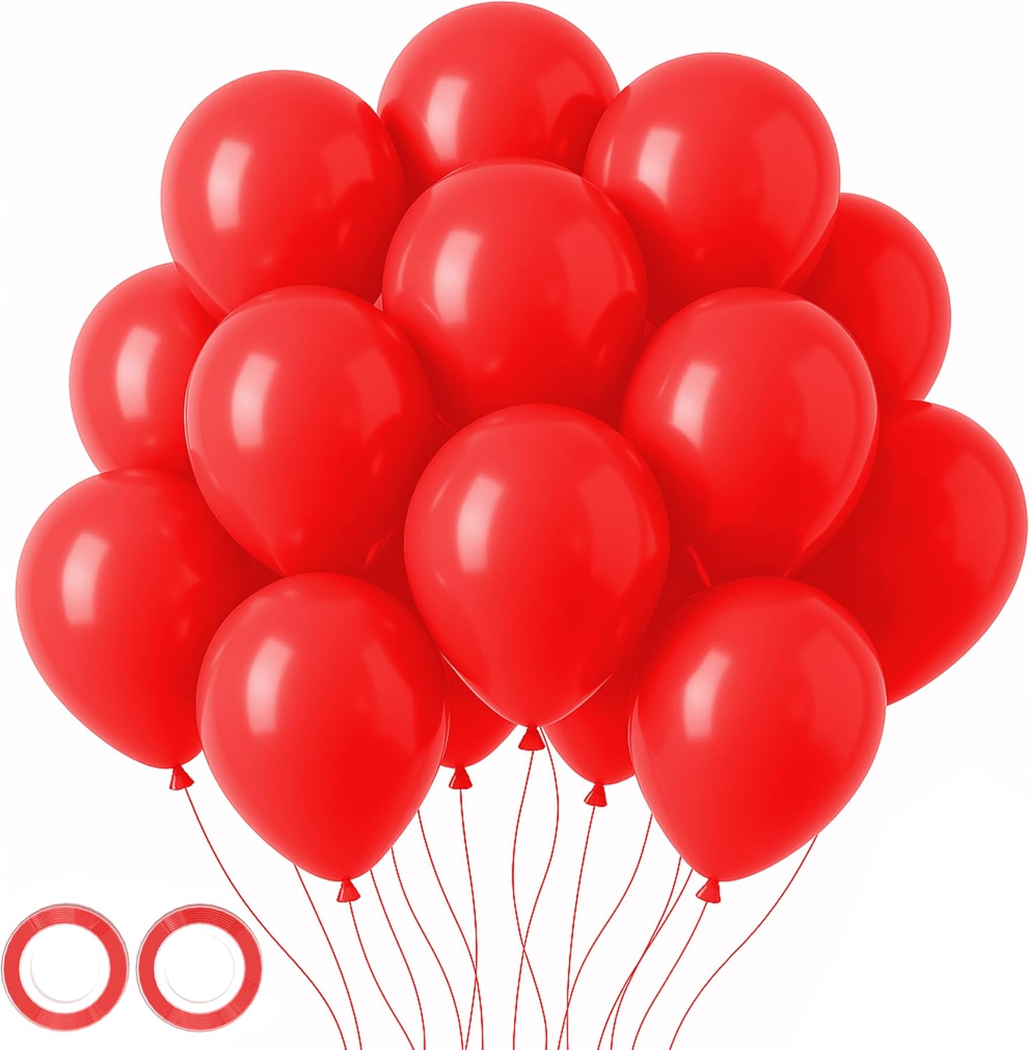 Voircoloria 105PCS Red Latex Balloons - 12 Inch Party Decorations for Valentine's Day, Birthdays & Weddings