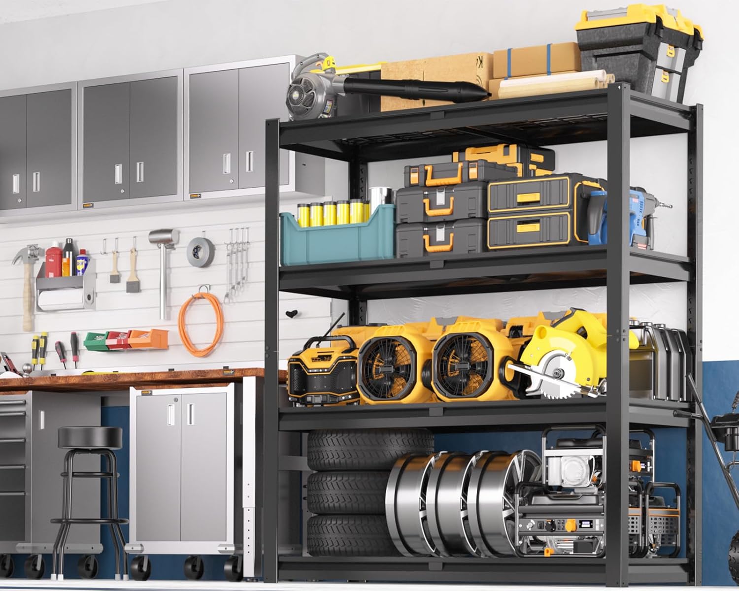 PrimeZone Heavy Duty Garage Shelving - 2200 LBS Capacity | Adjustable 4-Tier Metal Rack 40" W X 20" D X 60" H