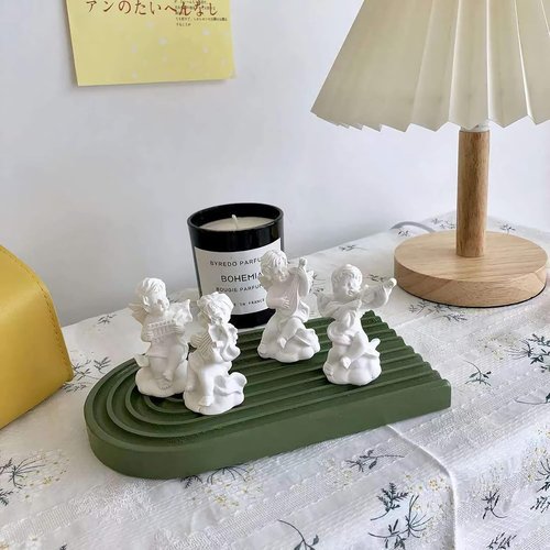 LIYAOLI Cherub Decor Set - 4 Adorable 2.7'' Angel Statues & 2 Roman Decorative Columns for Home Decor