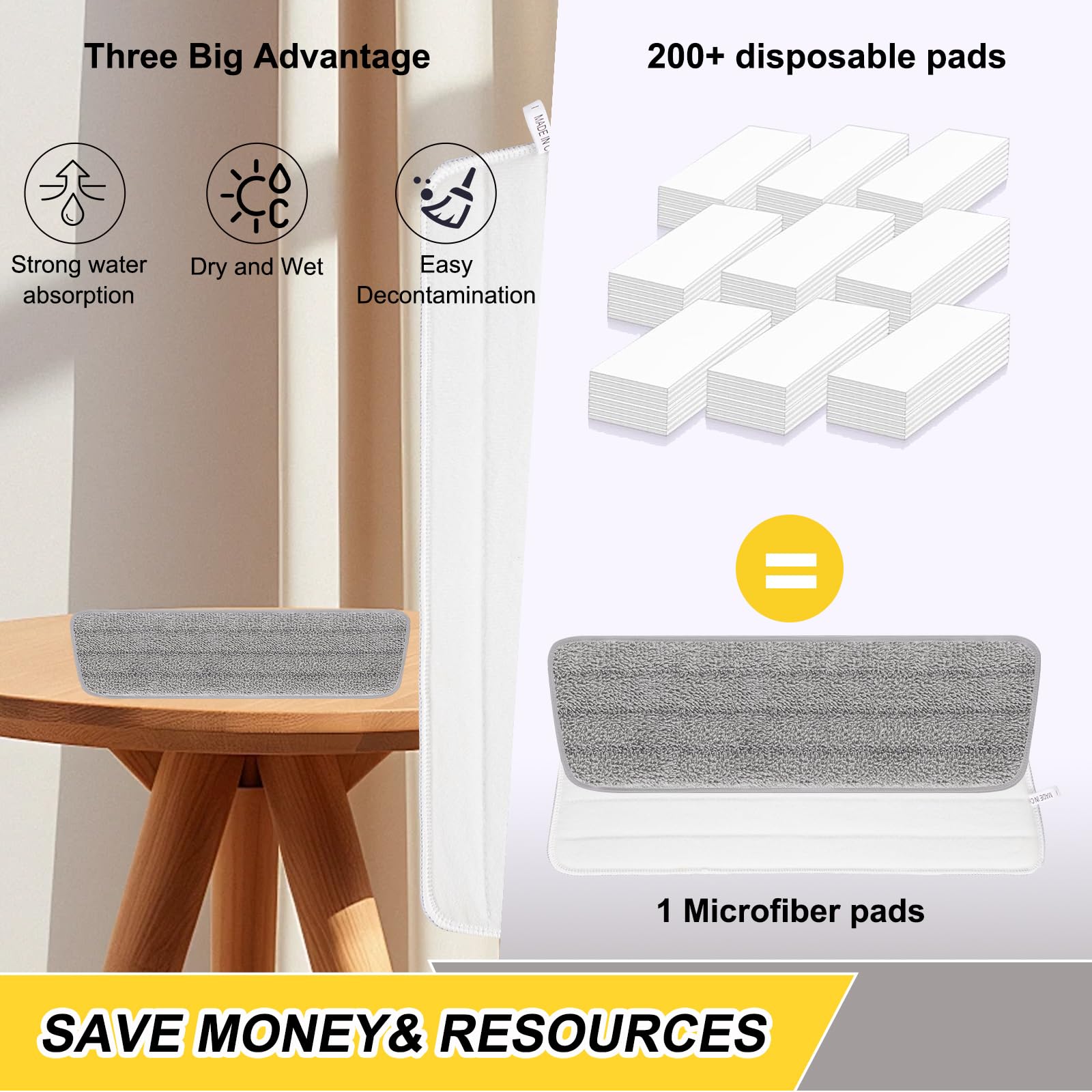 H-Gamely 16.5 inch Reusable Mop Pads Microfiber Spray Mop Replacement Heads for Wet/Dry Mops Compatible with Bona Floor Care System (5 Pack)