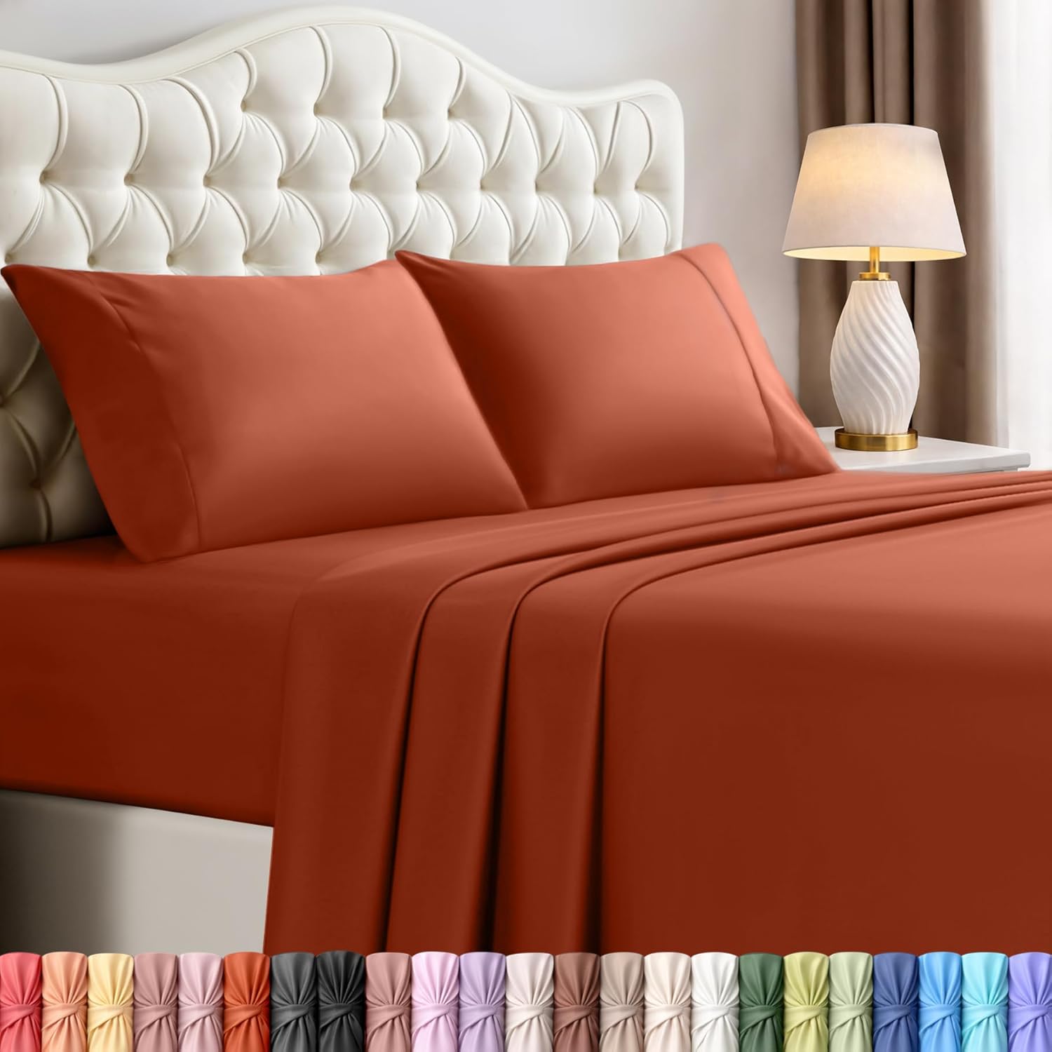 Utopia Bedding King Size Sheet Set - 4 Piece Soft Microfiber Bed Sheets | Oeko-Tex Certified, Orange