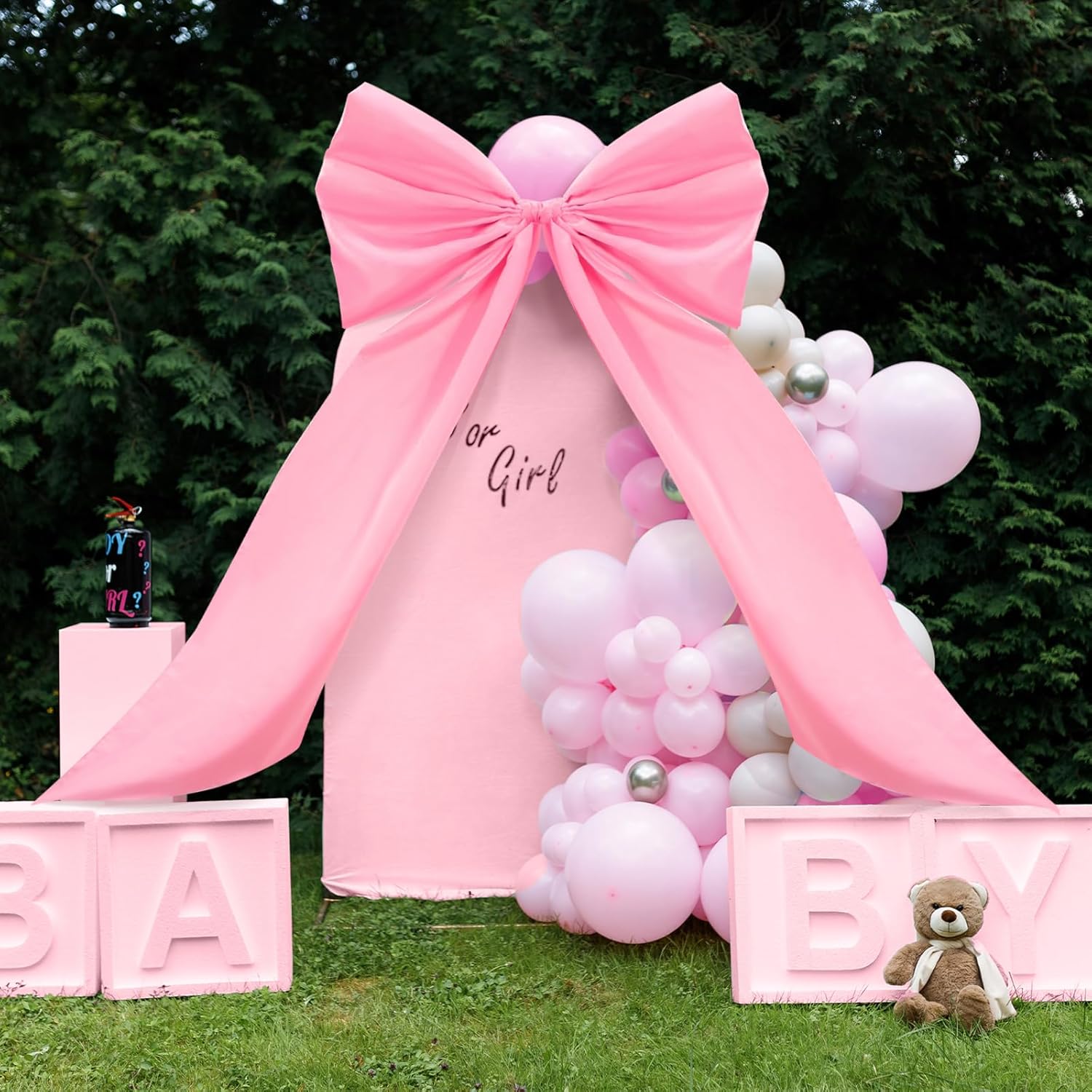 Wavwavw Giant Wall Bow Decorations - 39 x 72 Inch Pink Ribbon Decor for Birthday, Baby Shower & Weddings