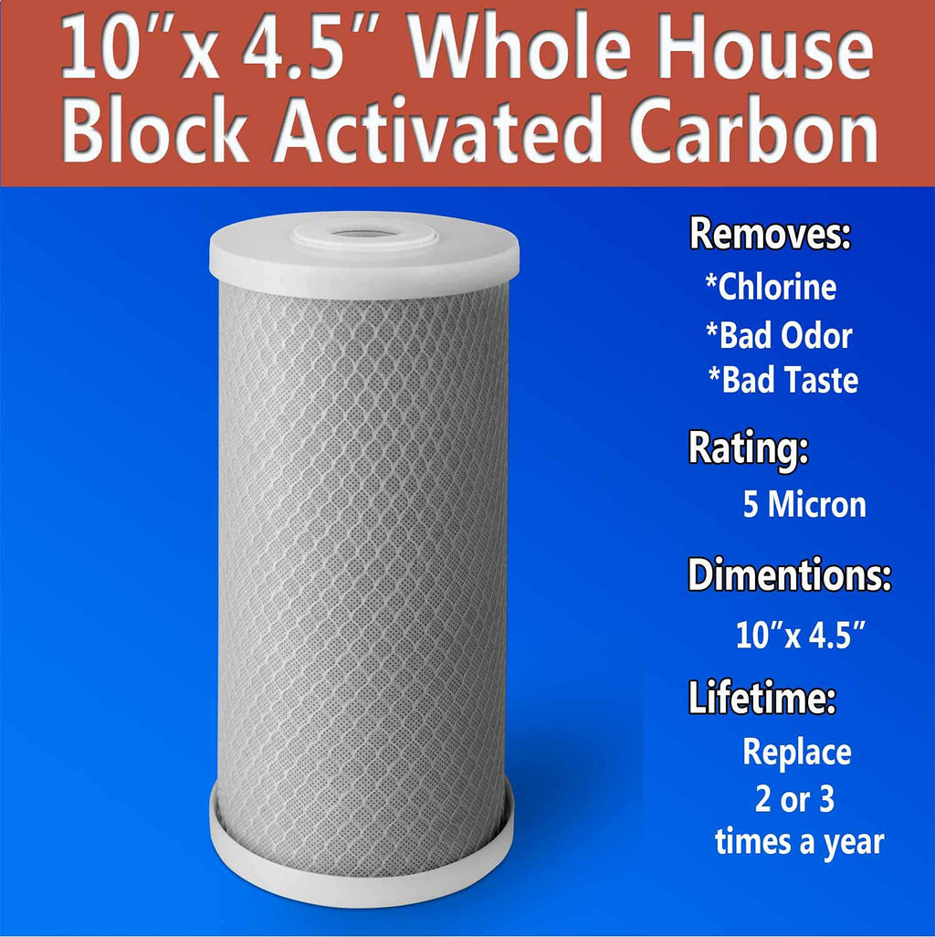 Big CTO Carbon Block Water Filters 4.5" x 10" Whole House Cartridges WELL-MATCHED with CBC Series, WFHDC8001, EP and EPM Series (8 Pack)