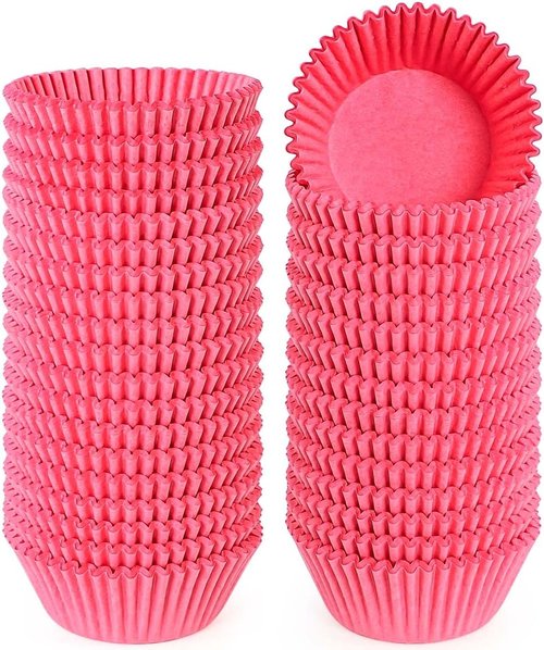 Caperci Pink Cupcake Muffin Liners - 500-Count, No Smell, Food Grade & Grease-Proof Paper
