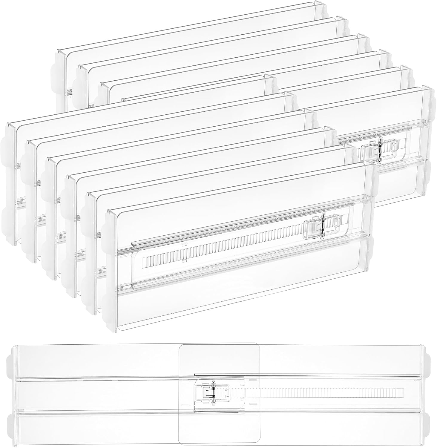 Vtopmart Drawer Dividers - 12 Pack Adjustable Expandable Organizers for Clothes | Clear Plastic 4" High