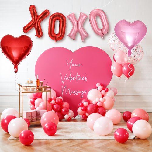 Froova Red XOXO Heart Balloons 6 Pcs Valentines Day Balloons Red Pink Gold Heart Shaped Balloon XOXO Balloon Letters for Girls Women Anniversary Sweet Valentine Day Romantic Decor Special Night Party