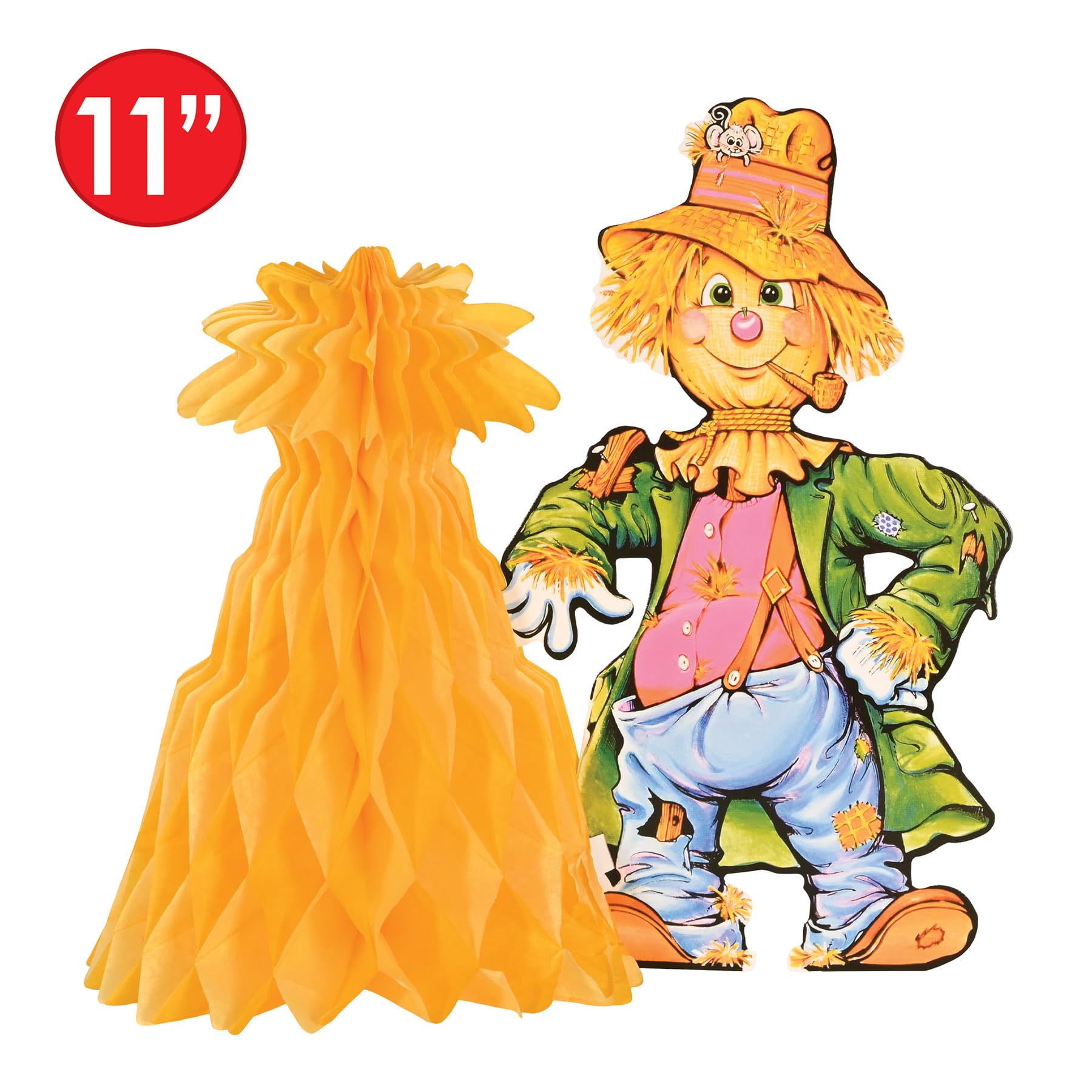 Beistle 3 Piece 11" Fall Harvest Scarecrow Centerpieces for Thanksgiving Decorations