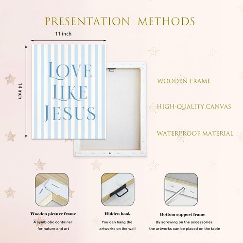 LARTSFRO Coquette Blue Bow Canvas Wall Art - Inspirational Bible Verses | 11x14 Inch Set of 4 for Teen Girls' Rooms