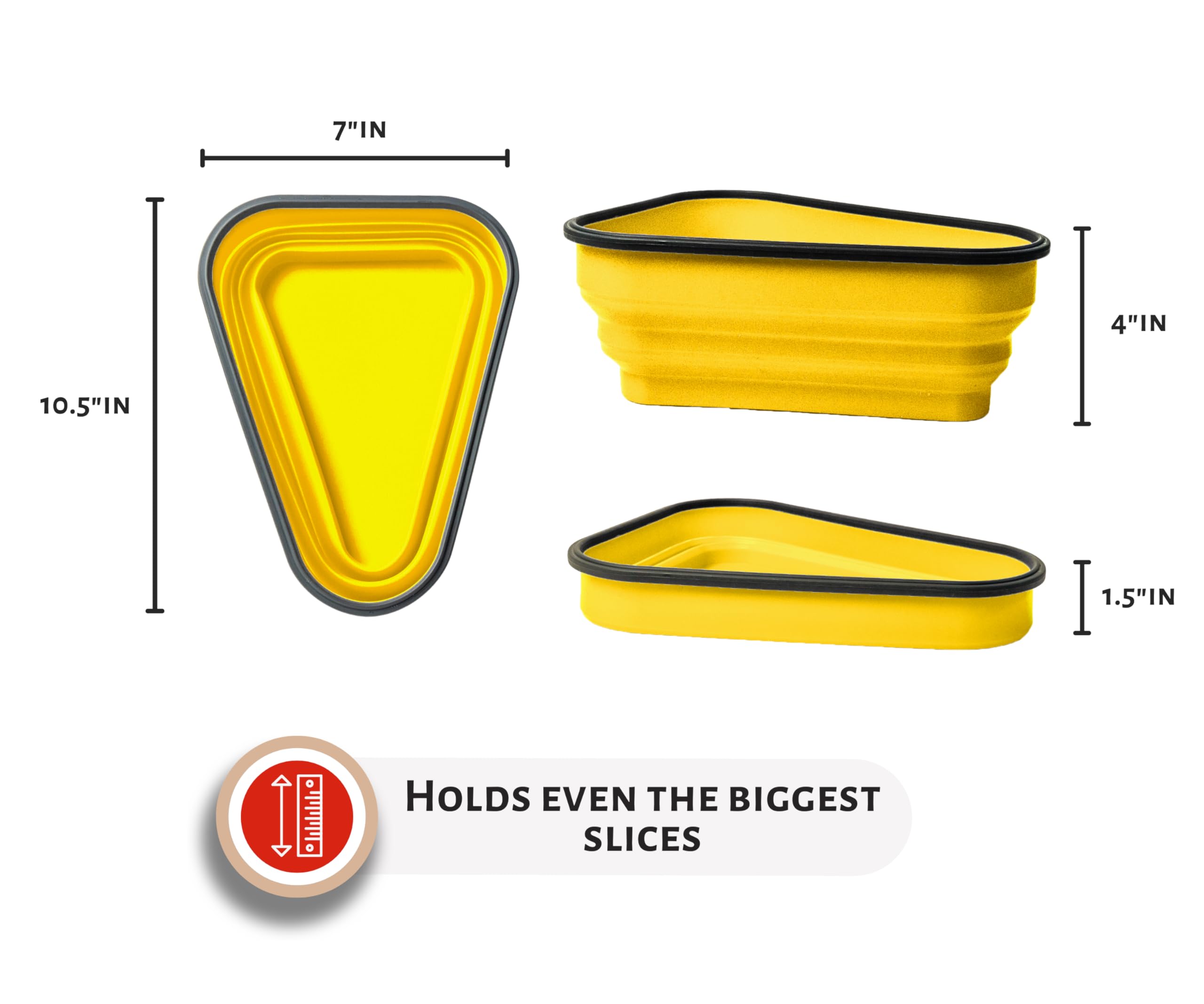 PIZZA PACK The Perfect Reusable Pizza Storage Container with 5 Microwavable Serving Trays - BPA-Free Adjustable Pizza Slice Container to Organize & Save Space, 3 Pack, Yellow