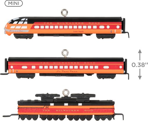 Hallmark Keepsake Miniature Christmas Ornaments - 2023 Lionel Milwaukee Road EP-2 Passenger Set of 3