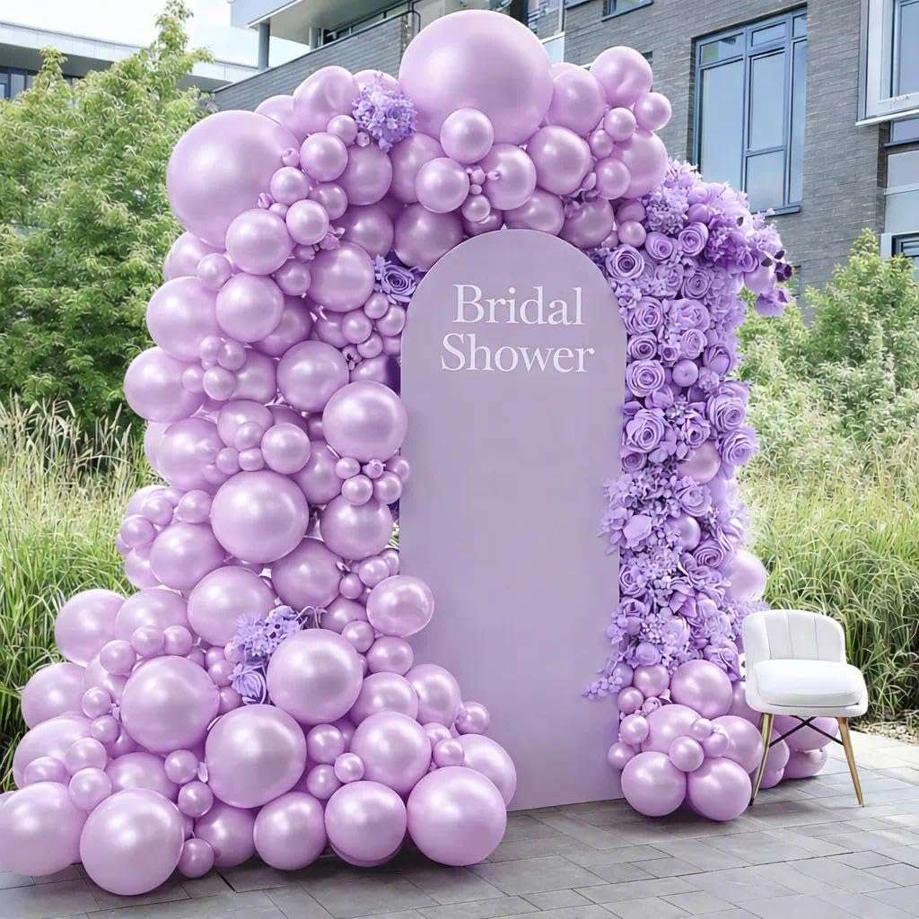 Regine Switzerland Pearl Purple Balloons - Double Stuffed Light Lavender Lilac for Birthday & Baby Shower Decor | 18/12/5in Sizes