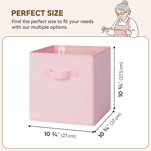 Granny Says 11-Inch Cube Storage Bins - Fabric Collapsible Organizers with Handles | Pink Gradient, 8-Pack
