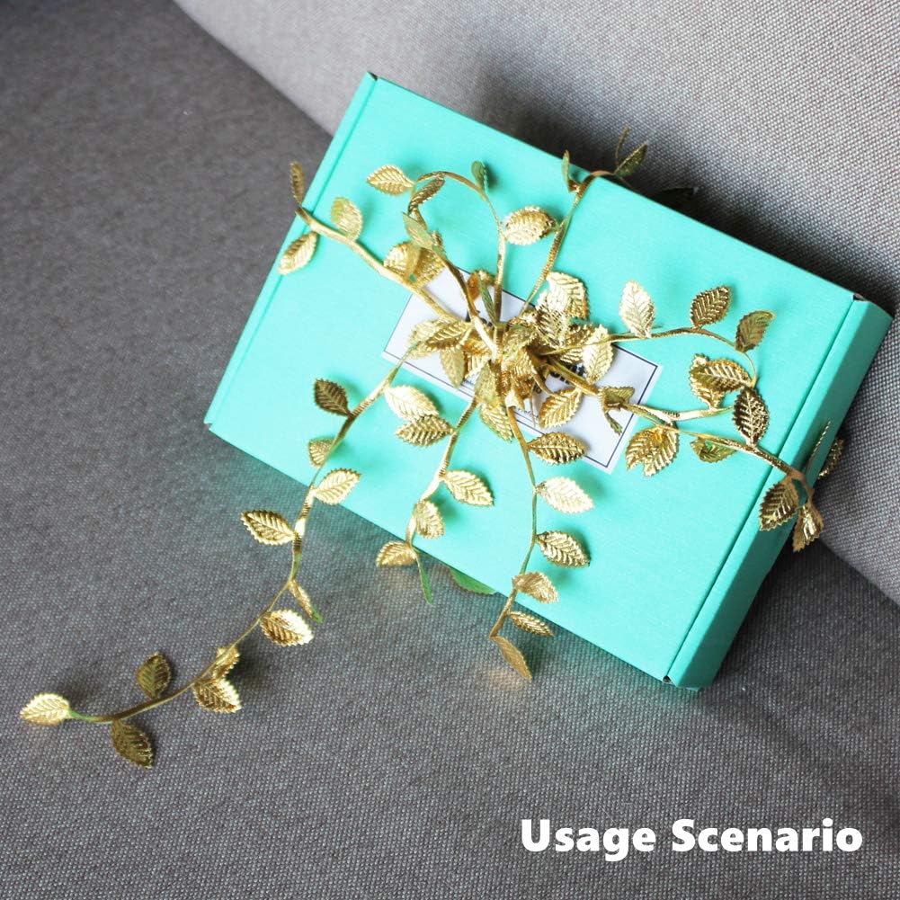 BASOKAN Gold Leaves Ribbon Trim - 20 Yards for DIY Crafts & Wedding Decorations | Elegant Gold Design