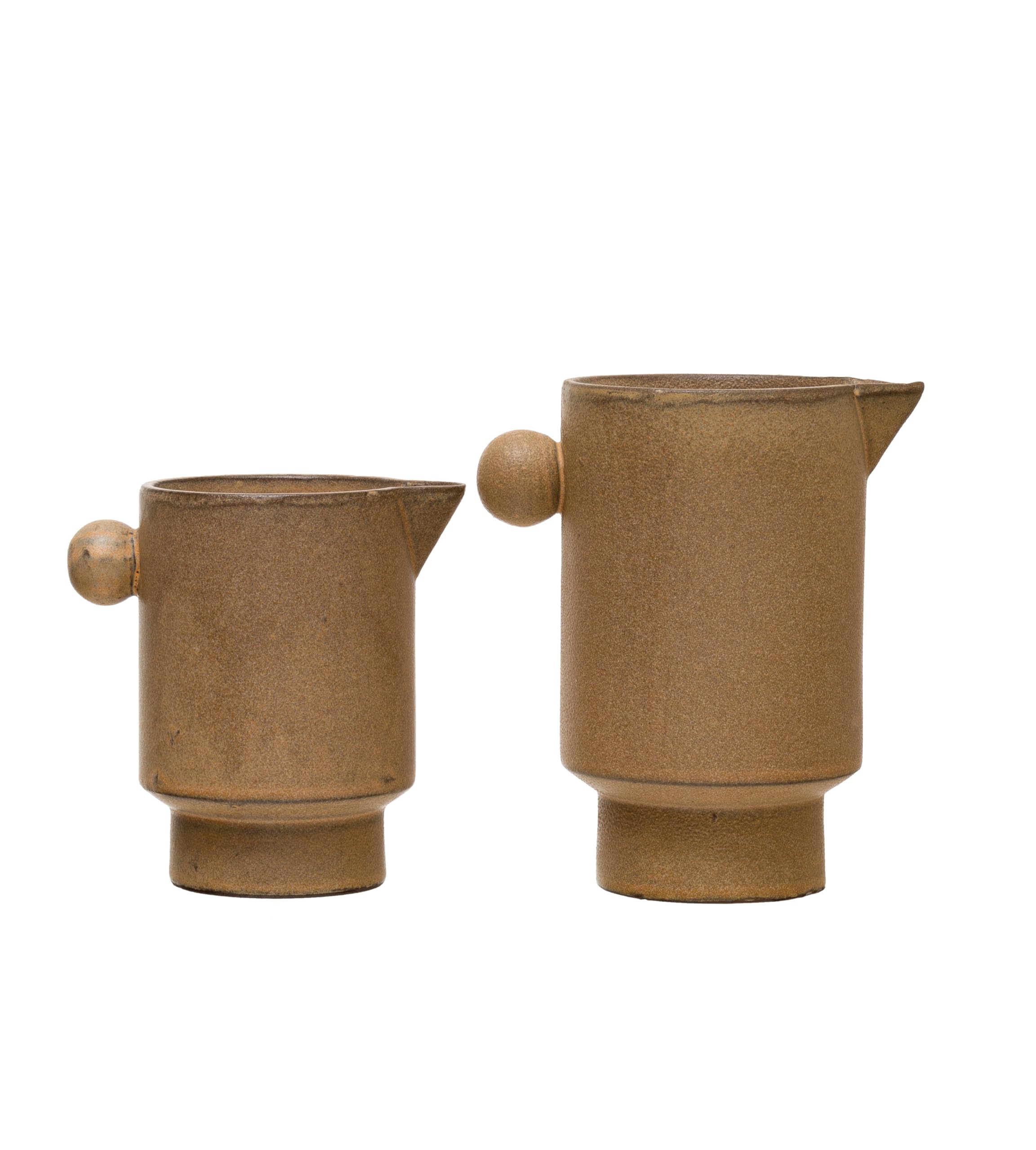 Creative Co-Op Modern Small Stoneware Pitcher or Vase, Putty Brown