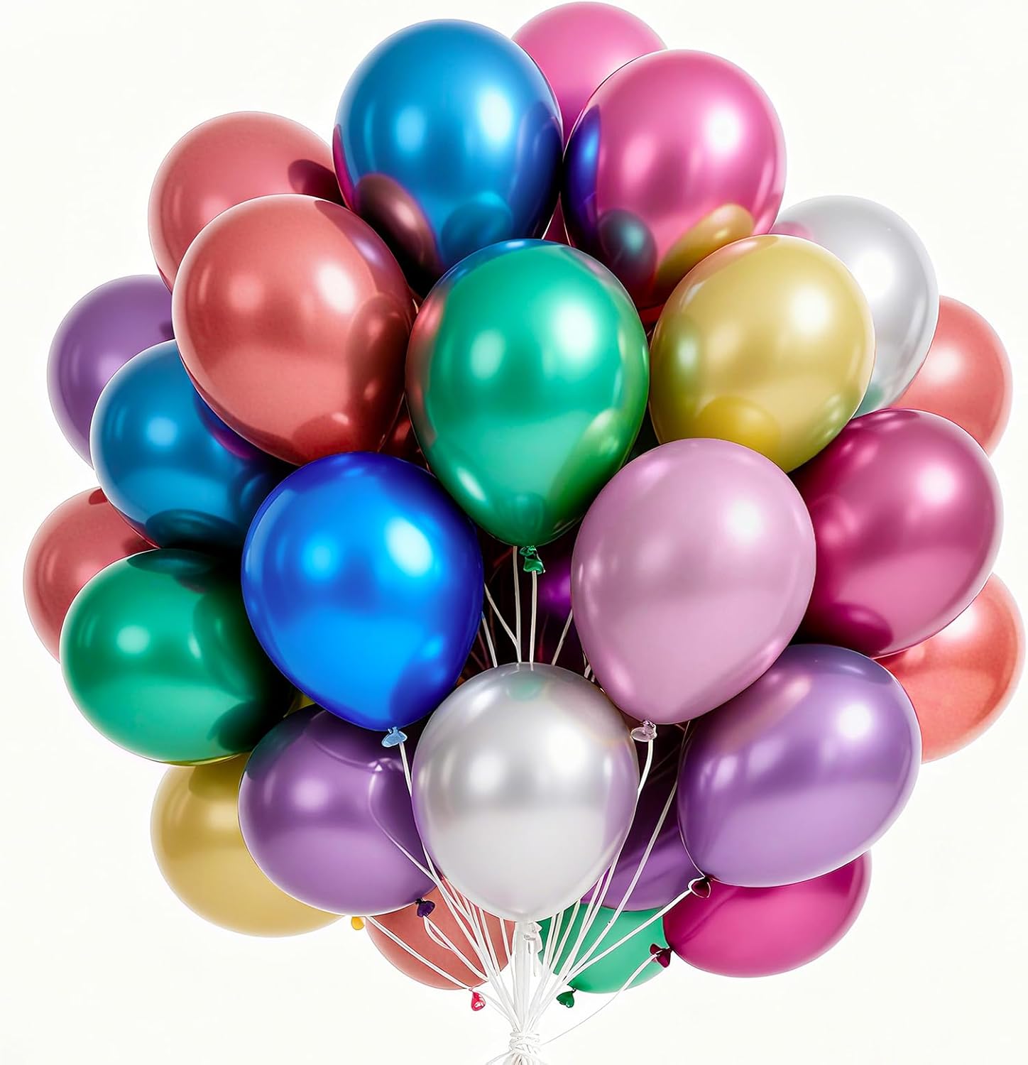 PartyWoo Metallic Balloons - 65pcs 12 Inch Assorted Colors for Baby Showers & Birthday Parties