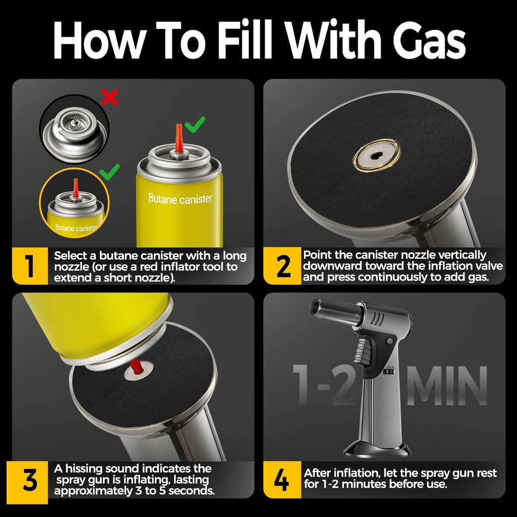 Skiennix Butane Torch - Adjustable Flame Kitchen Torch with Safety Lock for Baking & BBQ | Refillable Design