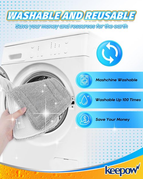 KEEPOW Steam Mop Pads - 4 Pack Microfiber Replacement for Mxnsewr, GorFanty GF-6610B, Neugo NE033
