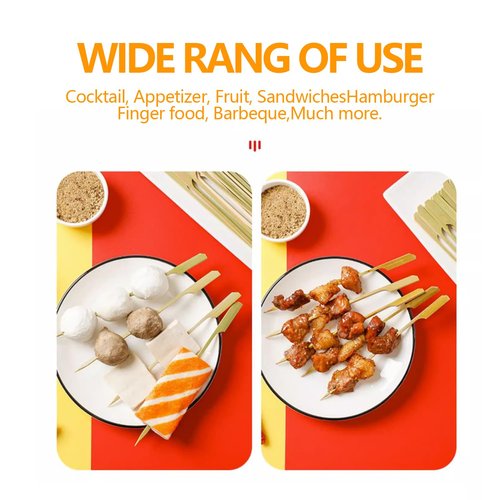 100-Pack Bamboo Paddle Picks – Wooden Skewers for Cocktails, Appetizers, Fruit, Sandwiches, and BBQ Snacks – Available in 3.5" / 4.7" / 7" / 10" (7 inch)