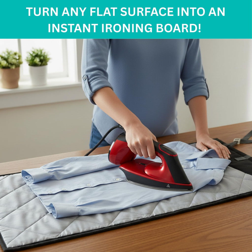 True & Tidy XL Over the Door Protective Clothes Steamer Pad, Ironing and Press Pad, Helps Protect Surfaces While Garment Steaming, with 3 Hanger Hooks