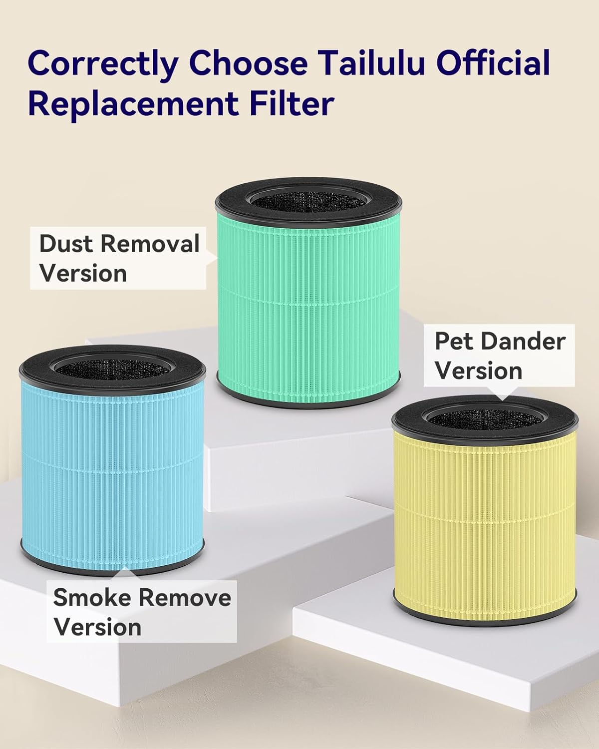 Tailulu H13 True HEPA Air Purifier - Portable & Quiet 12dB Sleep Mode for Bedrooms & Pets | 1200 Ft² Coverage