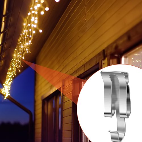 Zonon 200 Pcs Christmas Light Clips Metal Gutter Hooks for Outdoor Xmas Hangers for Shingles Roof Seasonal Lighting Gutter Clips Hanging Festival Xmas Outside Decoration