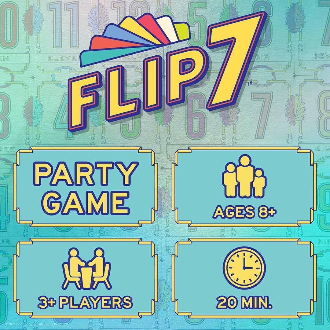 USAOPOLY Flip 7 Card Game - Fast-Paced Strategy & Luck for 3+ Players | Perfect for Game Nights, Ages 8+