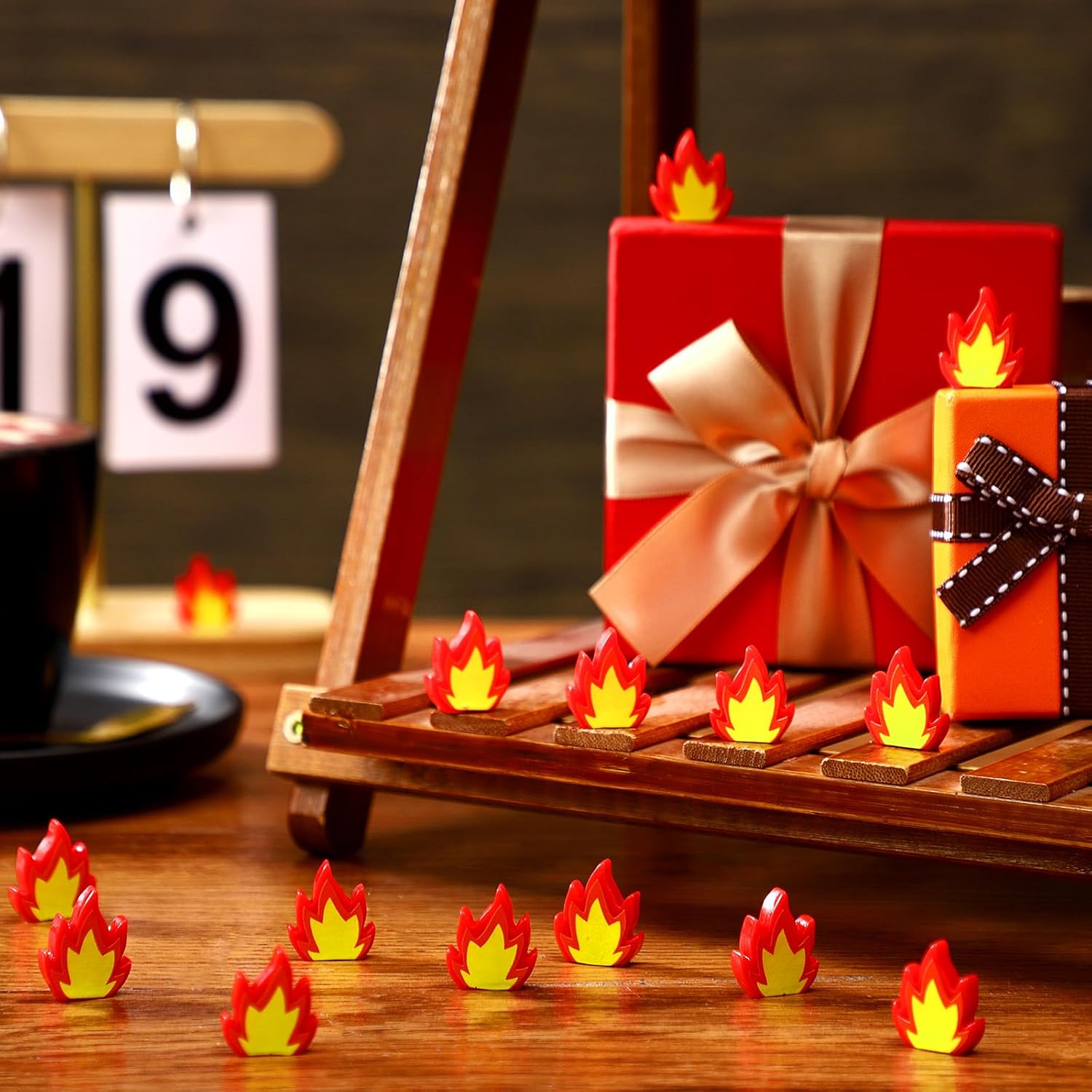 Seenelling Mini Resin Fire Figurines - 100 Pcs Tiny Fake Flames for DIY Craft & Decor | Campfire Model Accessories