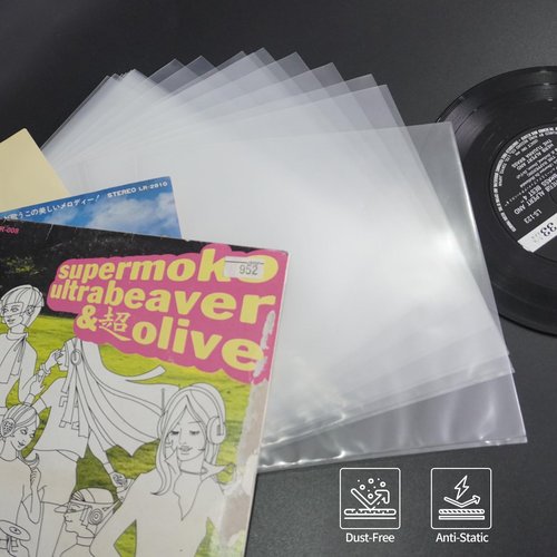 sdroceRyaM 7 Inches Vinyl Record Outer Sleeves Clear Anti- Static EP Album Covers Outer Sleeves Protector for Collection Protection, 25pcs