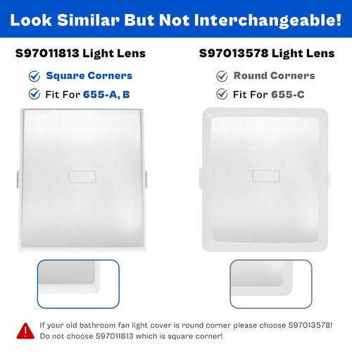 prime&swift S97011813 Light Lens fit for Broan,Bathroom Light Cover Replacement Part fit for Broan S99110391, S99110428, S99110433, S99110438, S99110675, S99110677 White