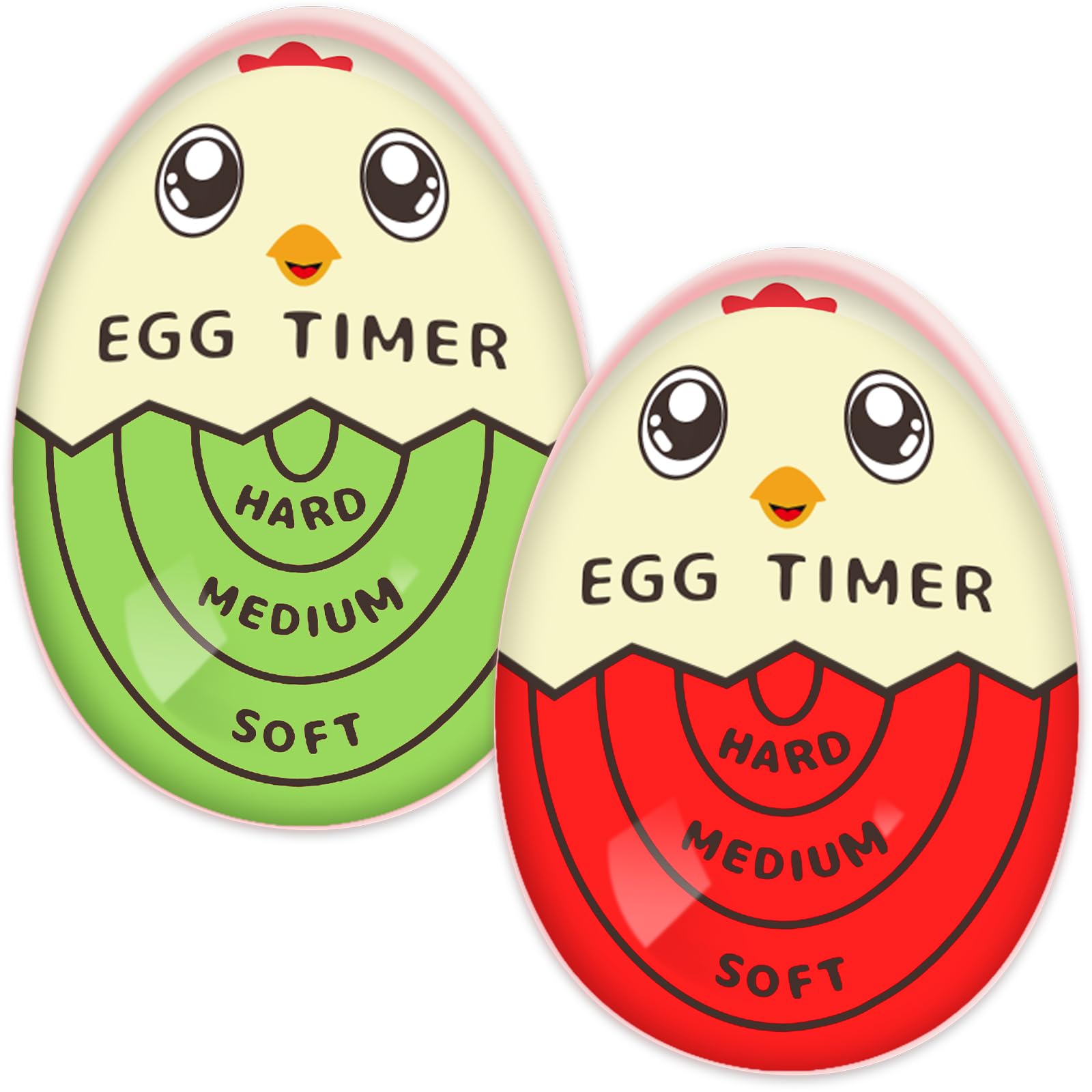Lasubst Egg Timer that Goes in Water for Soft Medium Hard Boiled Eggs, 1 Red 1 Green