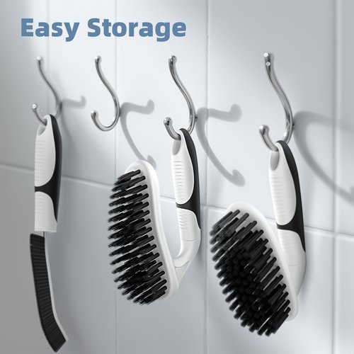 Cleangor Scrub Brush Set, Heavy Duty Scrub Brushes Crevice Cleaning Brush with Stiff Bristles, 3 Different Brushes Included for Household Use, Grout, Tile, Bathroom, Kitchen, Bathtub, Floor