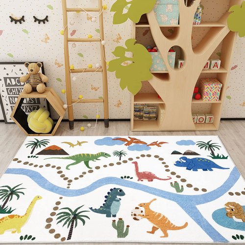Abeigoi Dinosaur Play Rug - 3x5Ft Soft, Nonslip, Washable, Kids' Bedroom & Playroom Rug