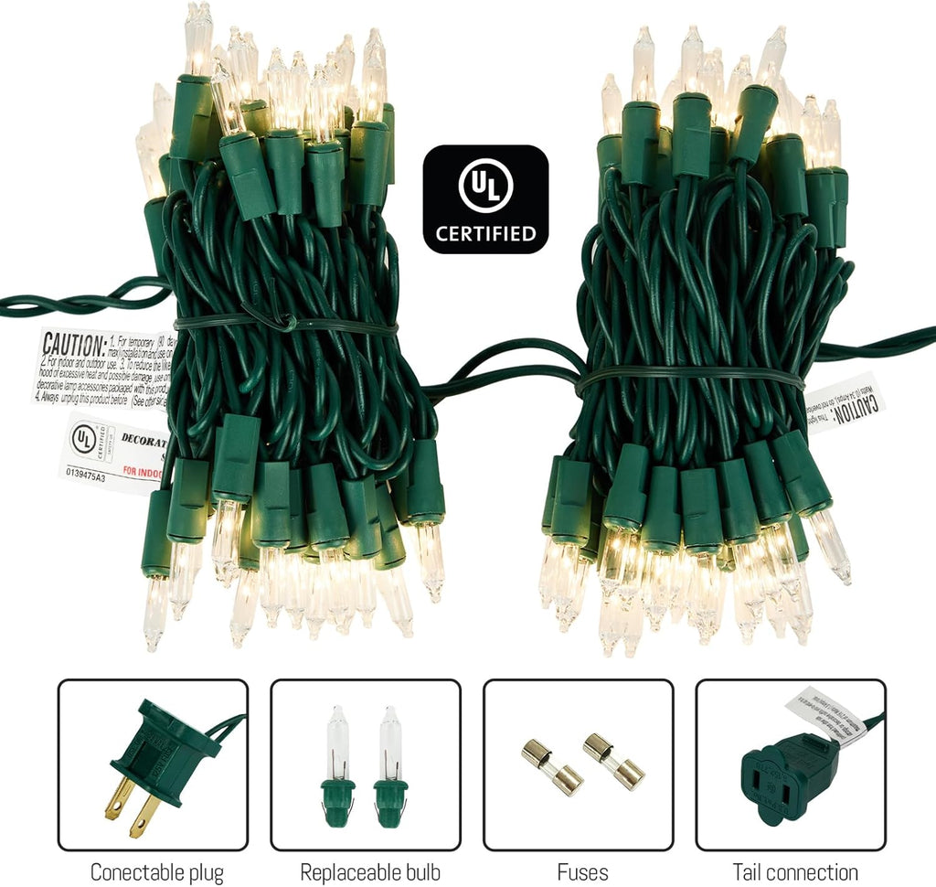 Skiennix 100 Count Clear Christmas Lights - 21ft Warm White String Lights for Indoor/Outdoor Decor