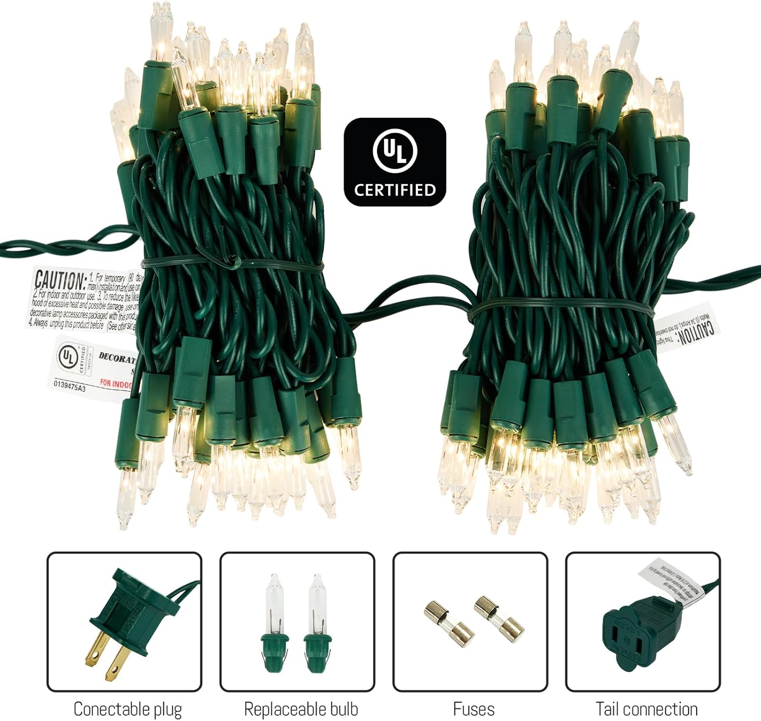 Skiennix 100 Count Clear Christmas Lights - 21ft Warm White String Lights for Indoor/Outdoor Decor
