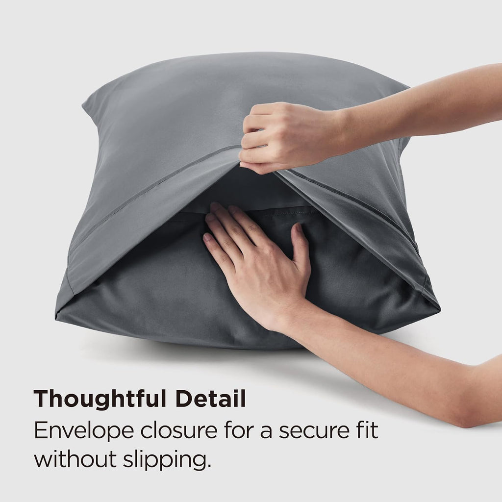 Bedsure Pillow Cases - Super Soft Dark Grey Brushed Microfiber Set of 2 | Standard Size 20x26 Inches