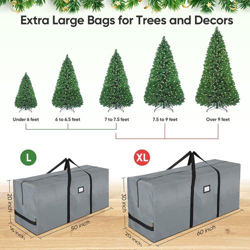 BALEINE 9 ft Christmas Tree Storage Bag - Heavy Duty Extra Large with Reinforced Handles & Dual Zippers | Gray