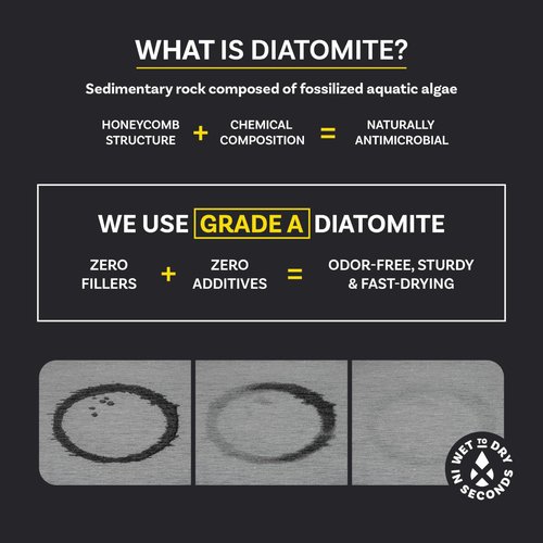 Madesmart Stone Bath Mat Diatomaceous Earth Shower Mat Non-Slip Super Absorbent Diatomite Stone Bath Mats for Bathroom Floor Quick Drying Natural Easy to Clean (24", 16")