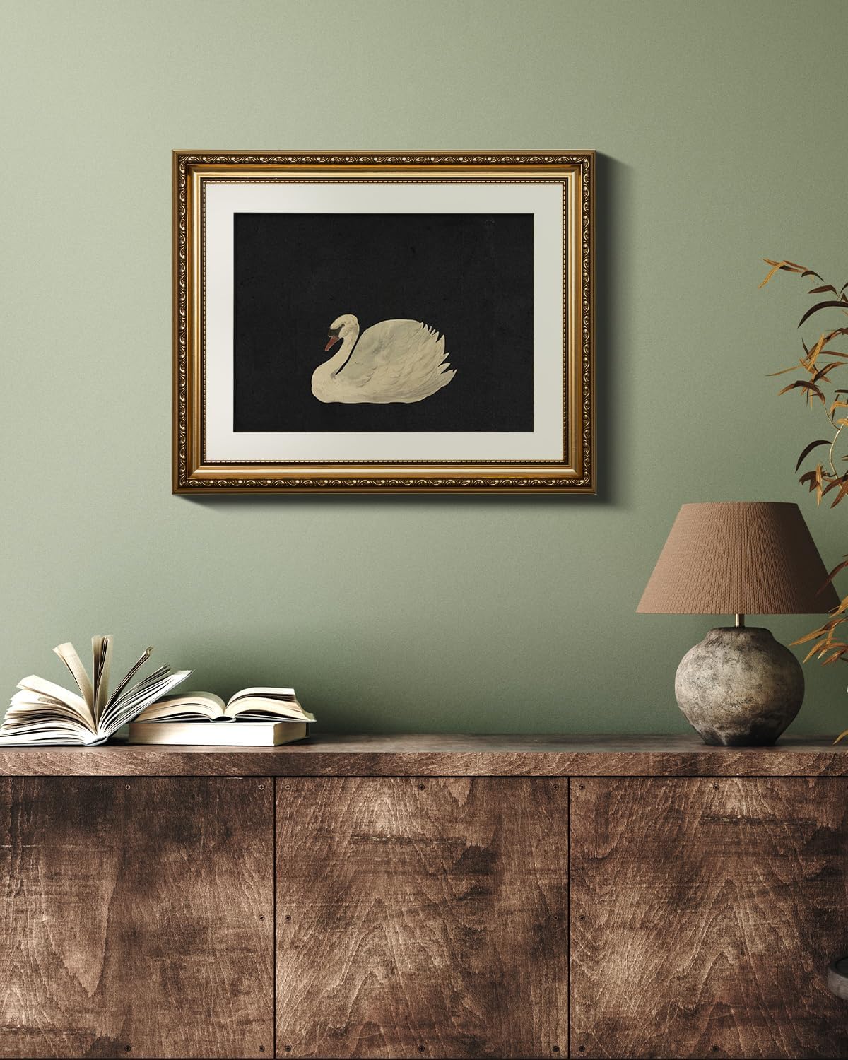 VIYYIEA Gold Framed Wall Art | Elegant Canvas Print Home Decor | Black, 13x16 Inches