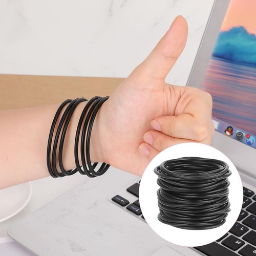 40 Pieces Black Silicone Jelly Bracelets Stretchy 80s Gummy Silicone Wristbands Hair Ties Black Jelly Bracelets Rubber Bracelets for Party Favors, Adults, Women Party Accessories