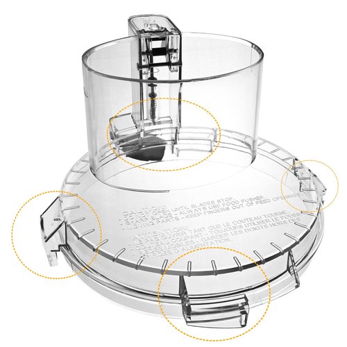 4 Locking Tabs DFP-14NWBCT1 Clear Food Processor Work Bowl Cover Compatible with Cuisinart Tritan Only fits Bowl DLC-005AGTXT1 Fits Model DFP-14, NOTE:This New Lid Only Fits WorkBowl with 4 Tabs