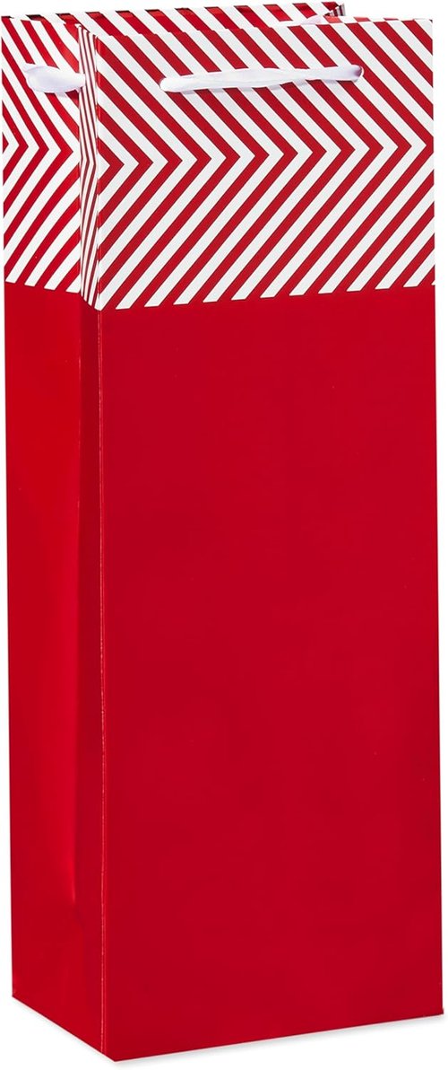 American Greetings Wine Gift Bags - Multi-Design Set in Red, White, and Silver (5 Bags)